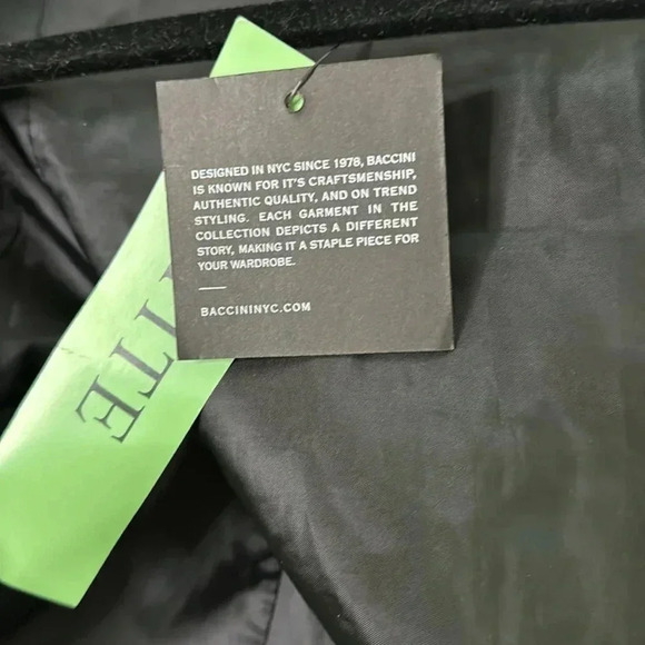 Baccini PXL New black moto faux black leather zip up modern jacket - Picture 6 of 7